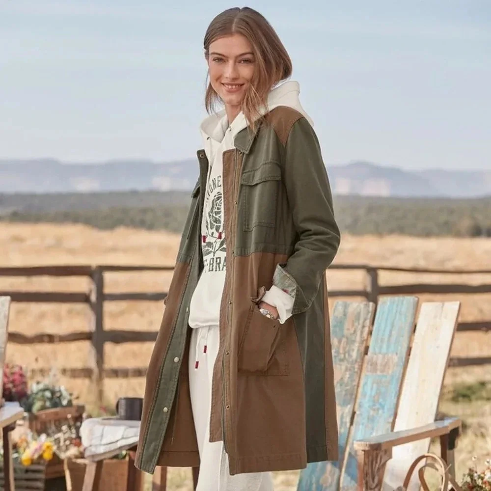 SUNDANCE Mason Jane Parka Jacket Coat Green Brown Utility Western Pockets XL